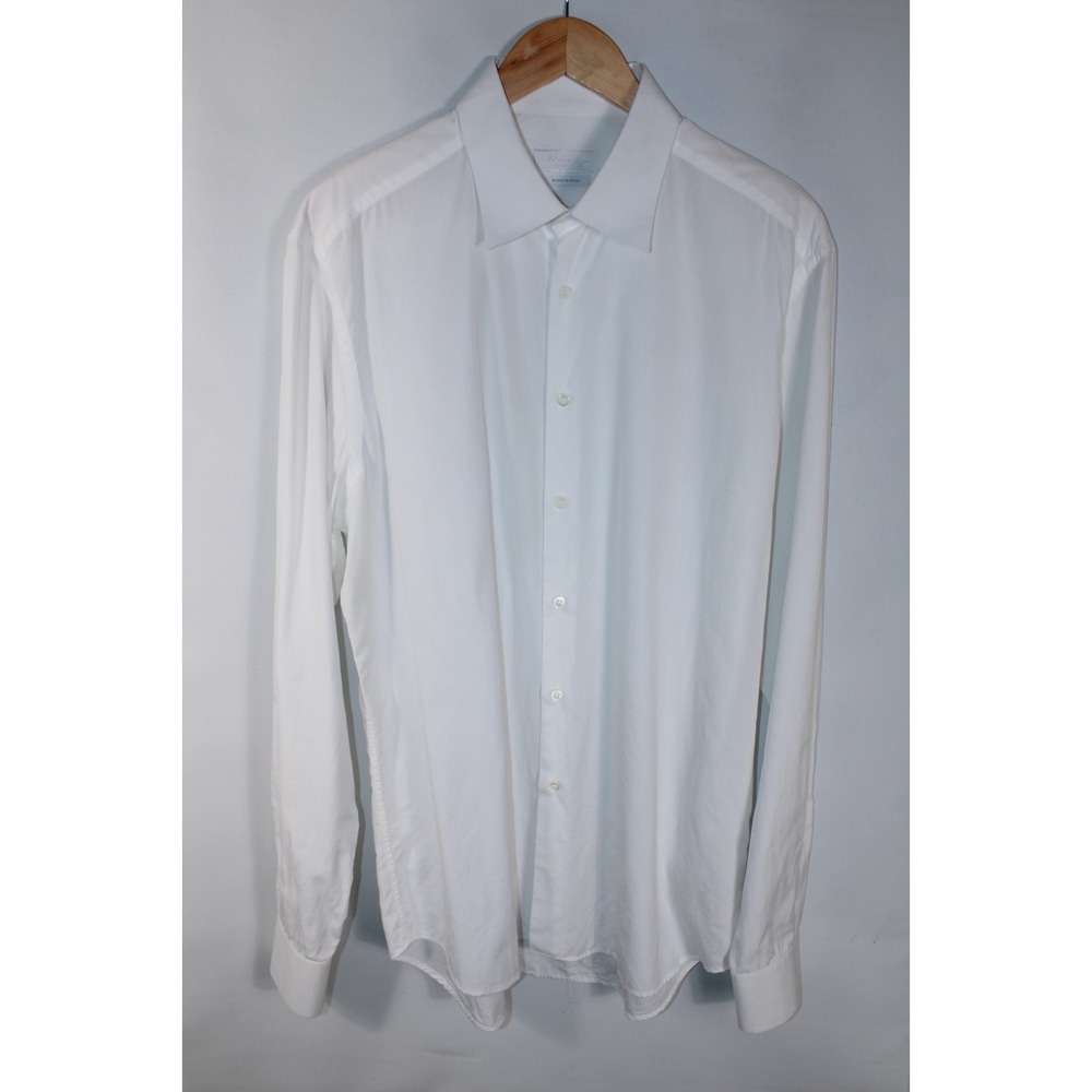 Prada Men's Size 44-17.5 White Long Sleeve Business Formal Dress Shirt